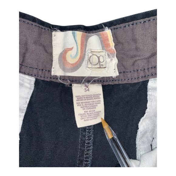 Ocean Pacific OP Men's Flat Front Black/ Gray Pinstripe Chino Cotton Shorts 34 - Picture 5 of 5